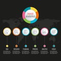 6 steps infographic design. Template for diagram, graph and chart. Timeline design with 6 levels, options, circles. Royalty Free Stock Photo